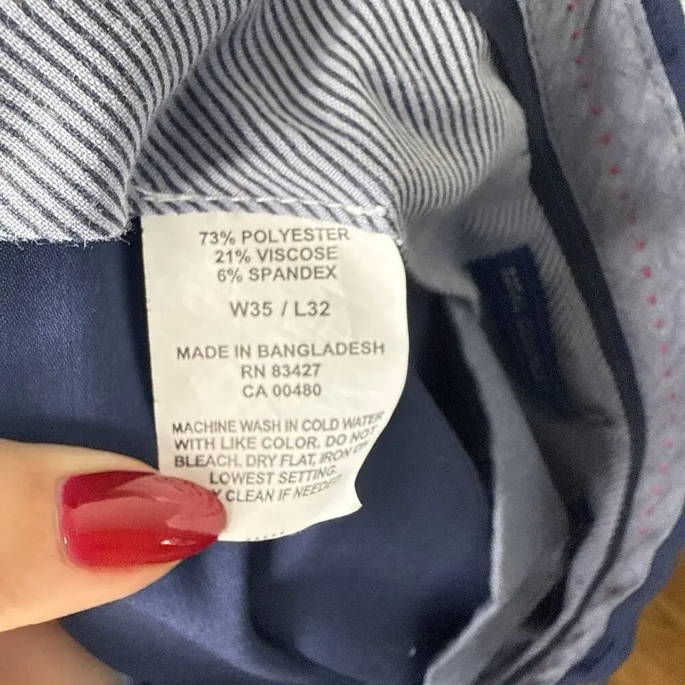 1946 by Ballin Men's Total Comfort Stretch Navy Dress Pants Slack Size 35W x 32L